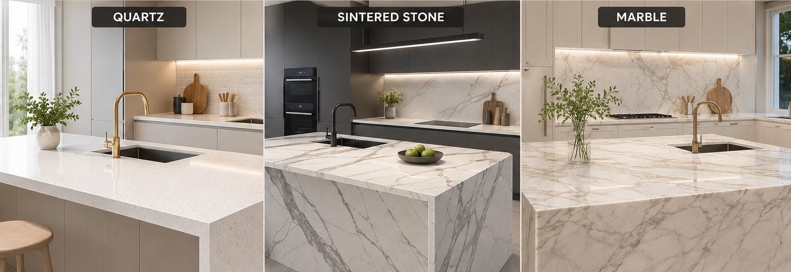 Choosing a Kitchen Countertop in Singapore 2026: Quartz vs Sintered Stone vs Marble
