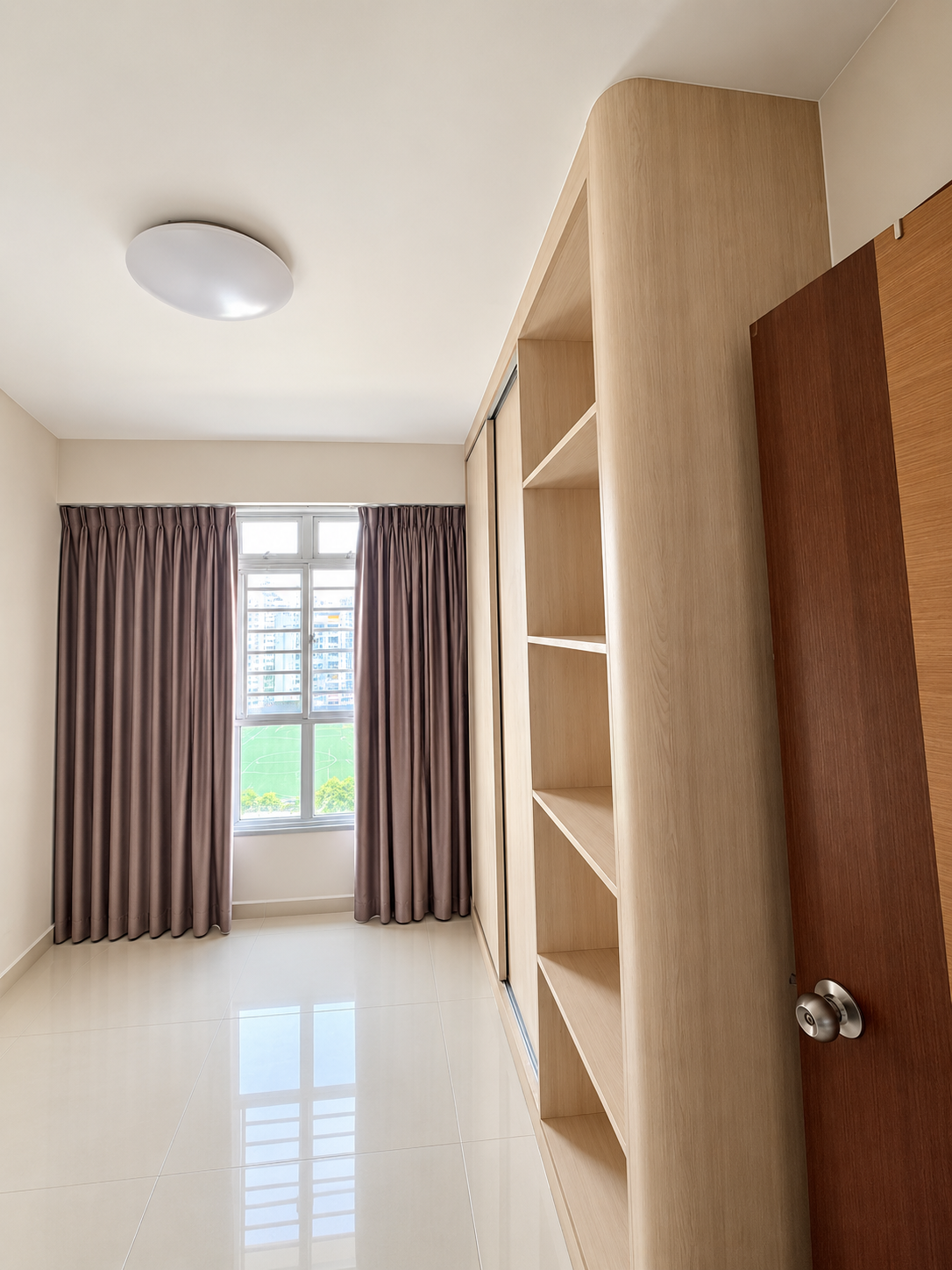 Common room study built-in with coordinated shelving