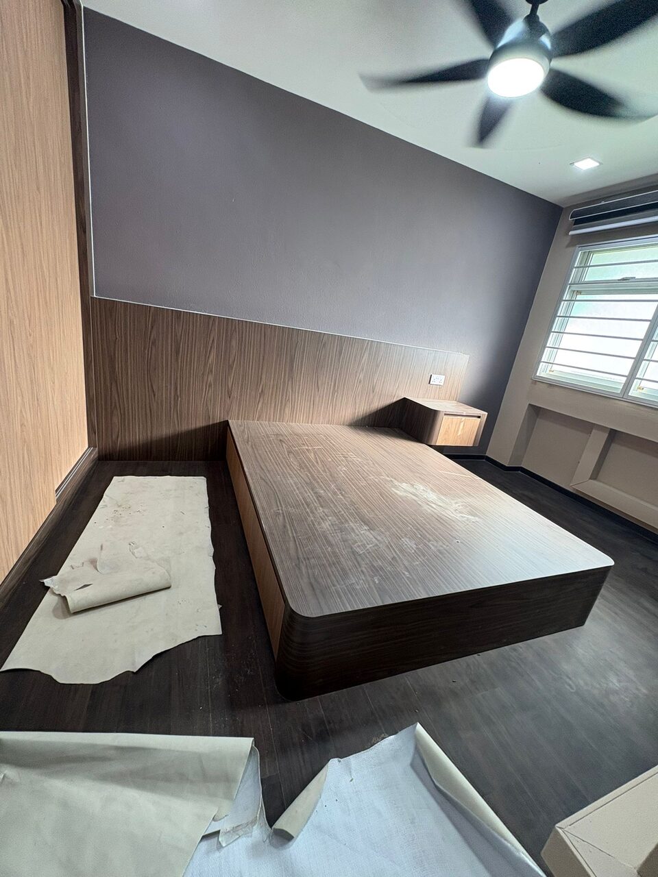 Master bedroom — platform bed and headboard