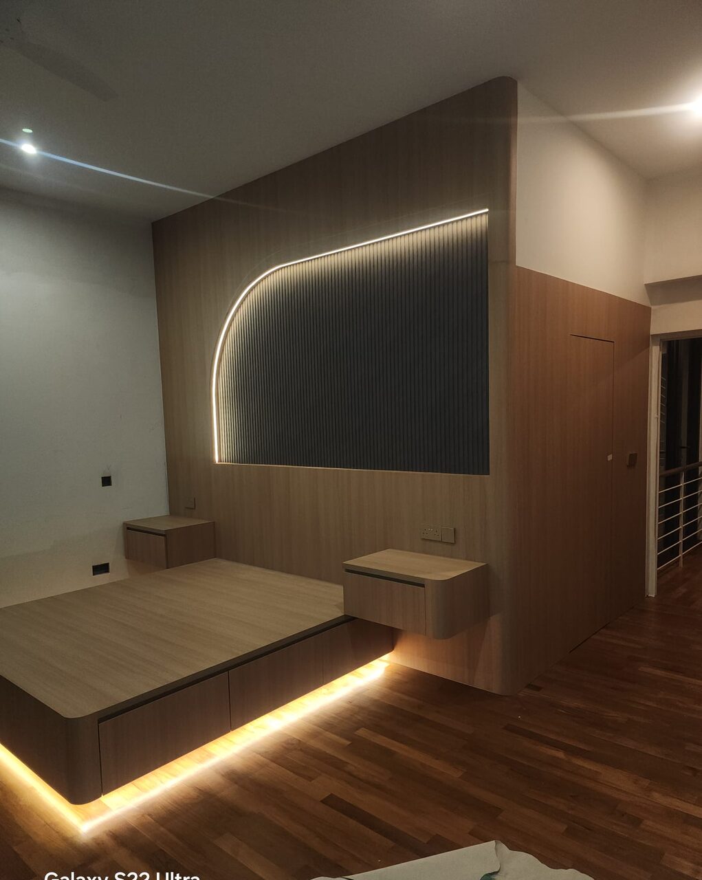 Master bedroom — headboard and platform bed