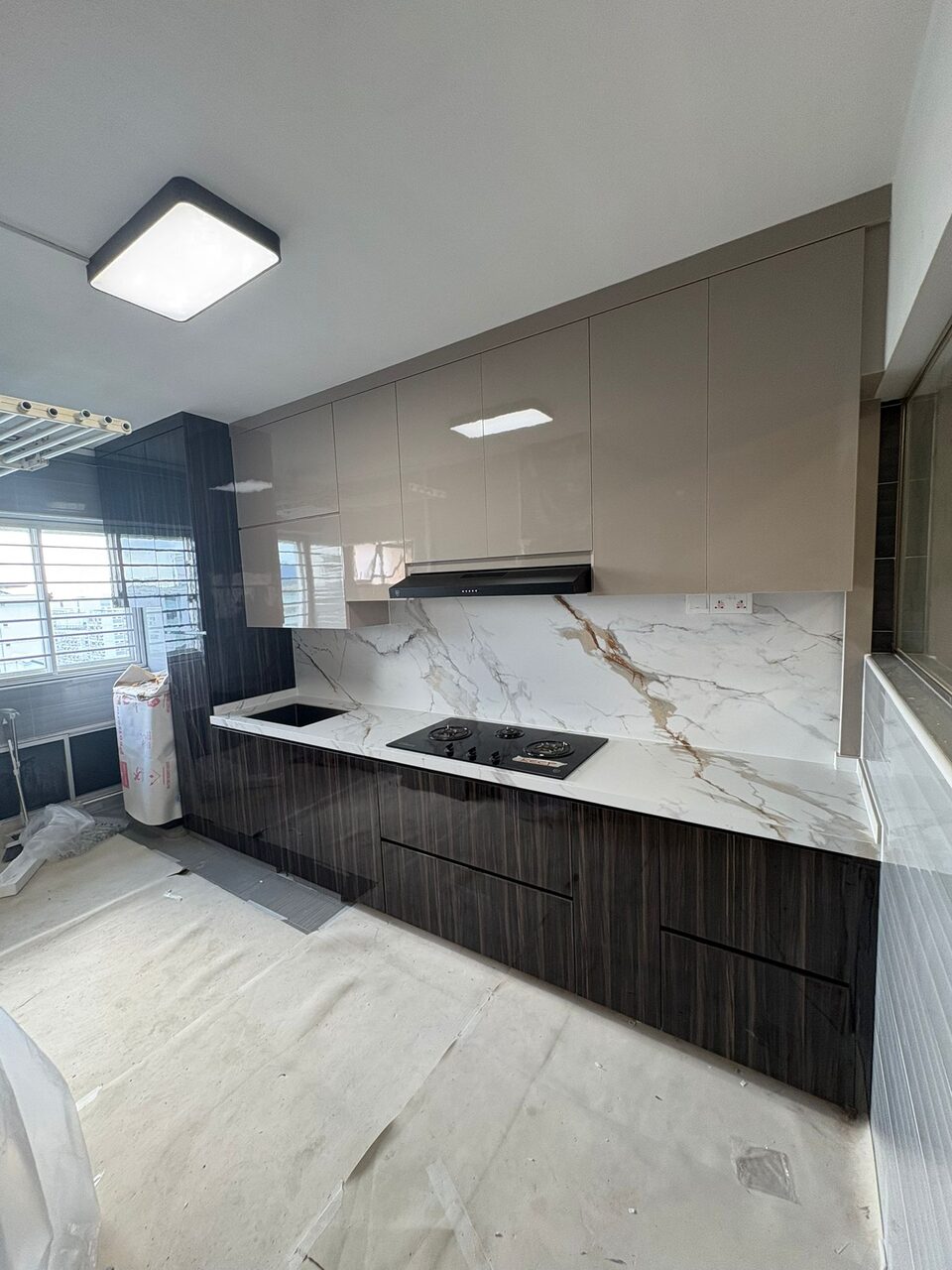Kitchen — marble splash and hob